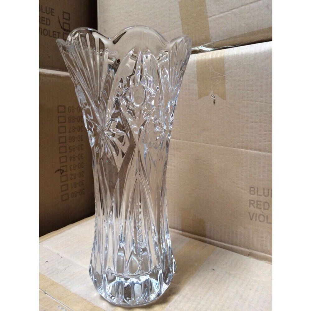 Lọ hoa 30cm loe thủy tinh trắng , màu