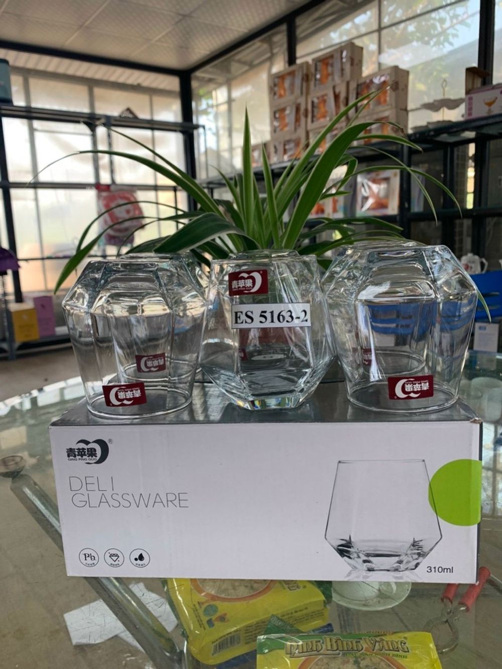 Bộ 6 Ly Cốc Thủy Tinh Lùn Góc Trắng