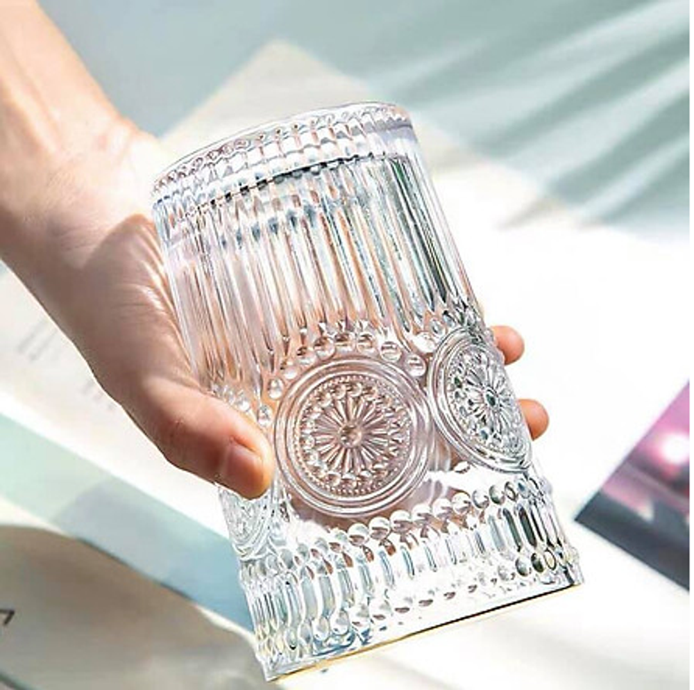 Bộ 6 cốc thuỷ tinh vintage, viền vàng, chịu nhiệt