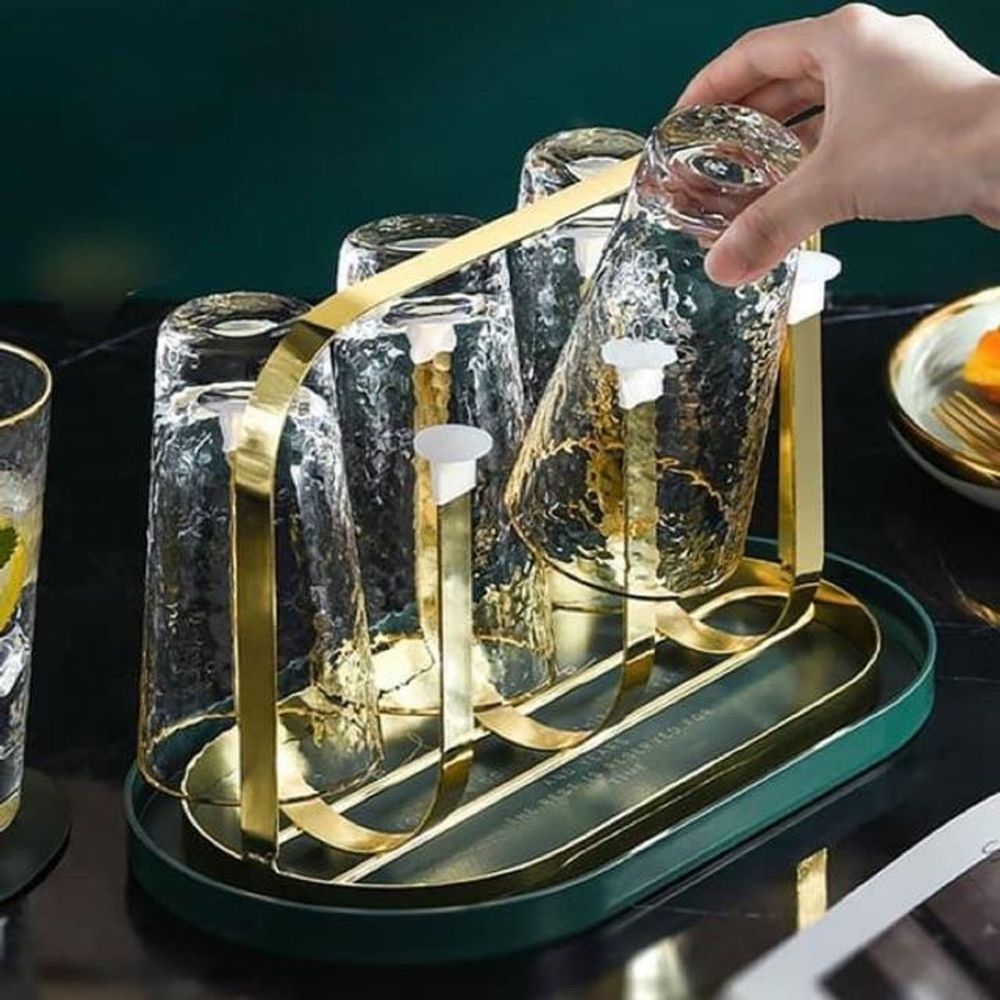 Bộ giá úp cốc bầu dục sang chảnh kèm khay hứng