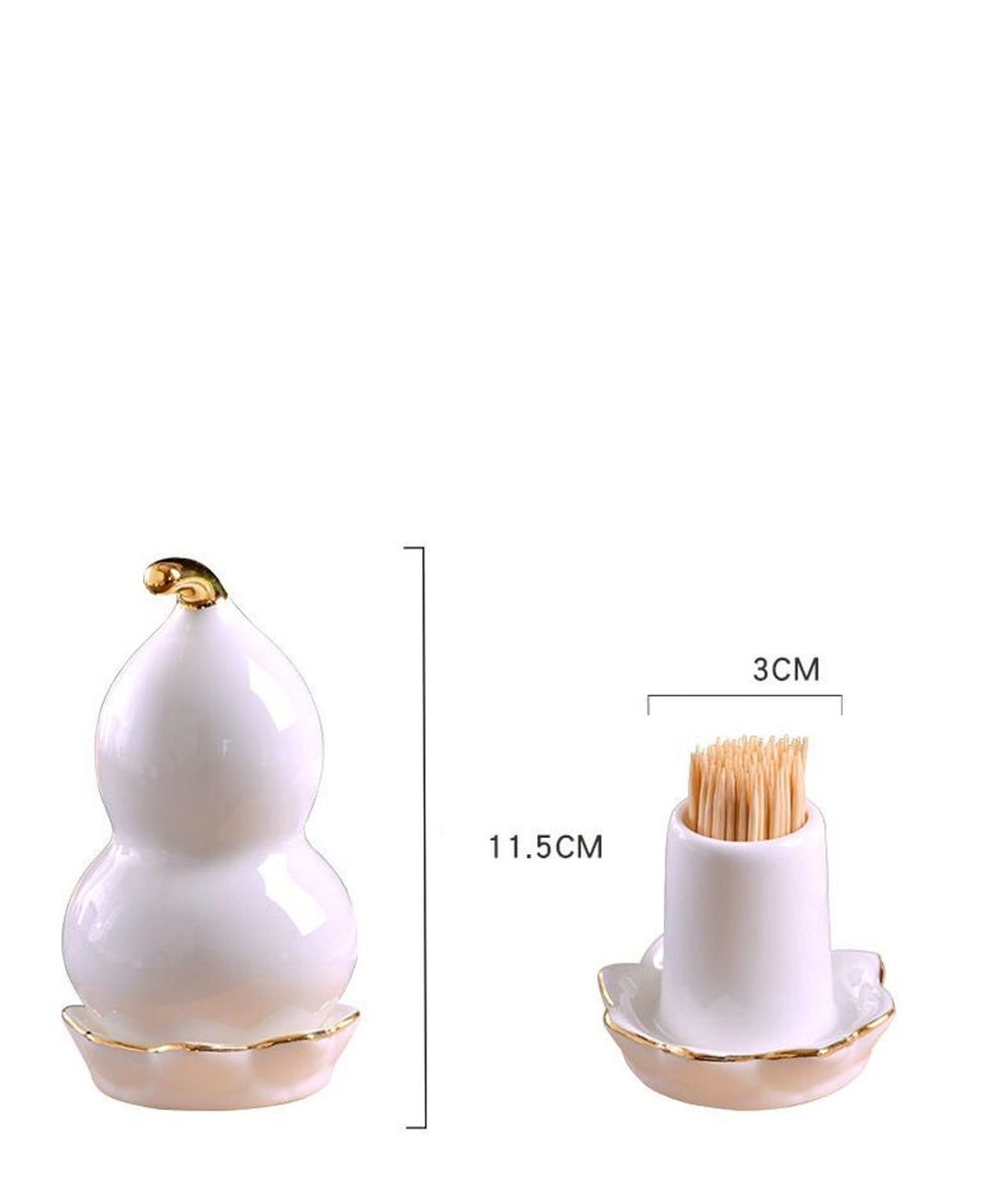 Hũ đựng tăm hồ lô decor bằng sứ