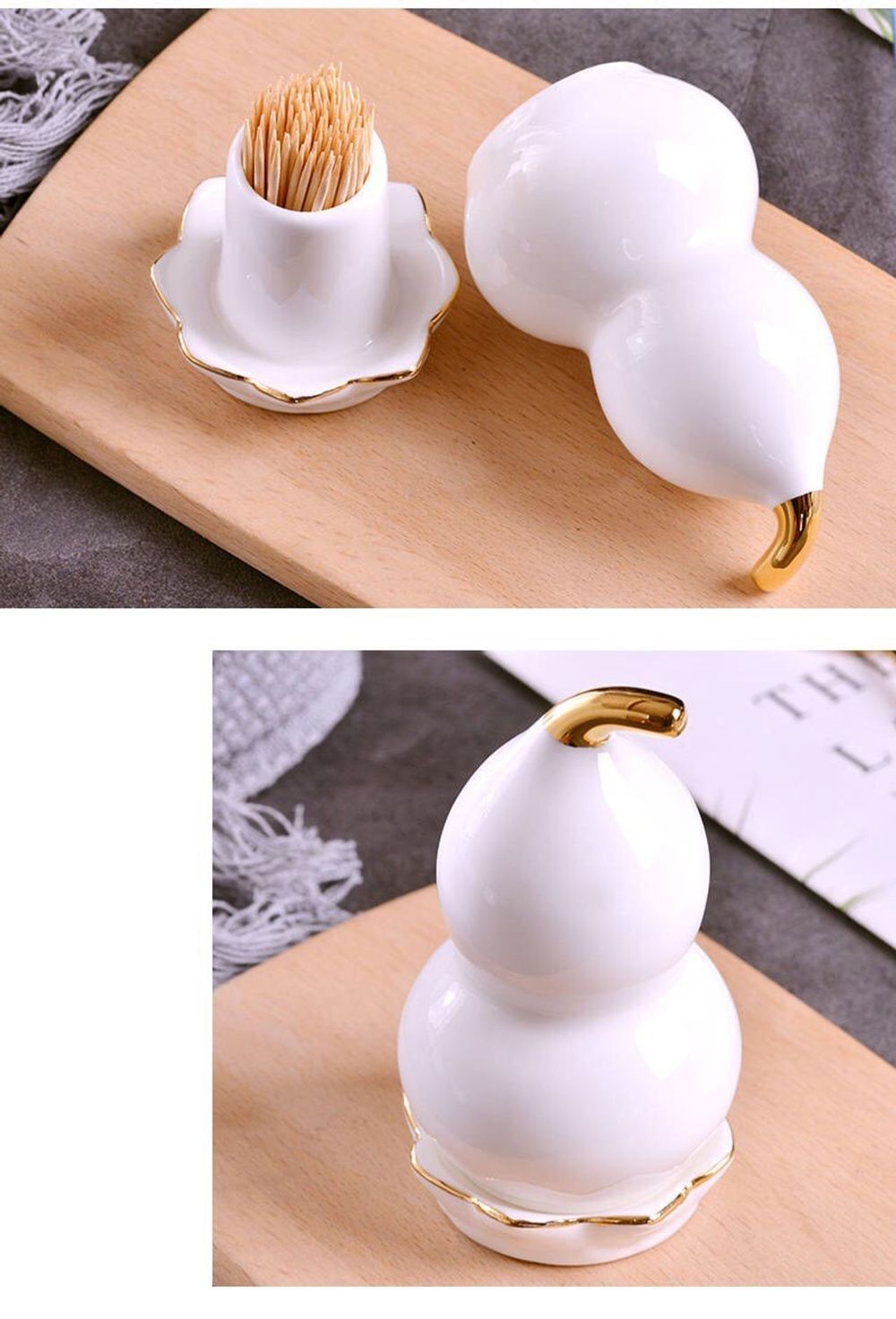 Hũ đựng tăm hồ lô decor bằng sứ