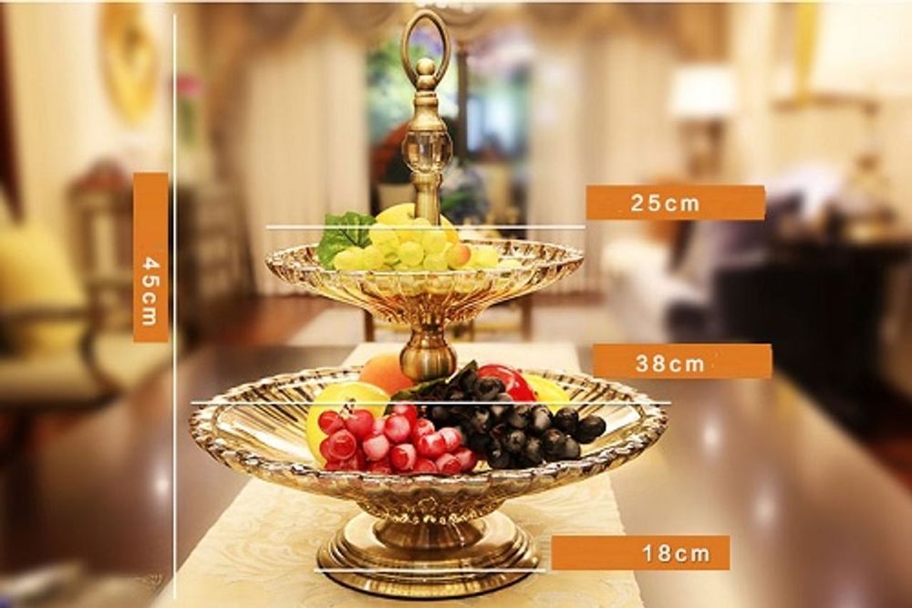 Khay mứt để hoa quả thuỷ tinh 2 tầng cao cấp