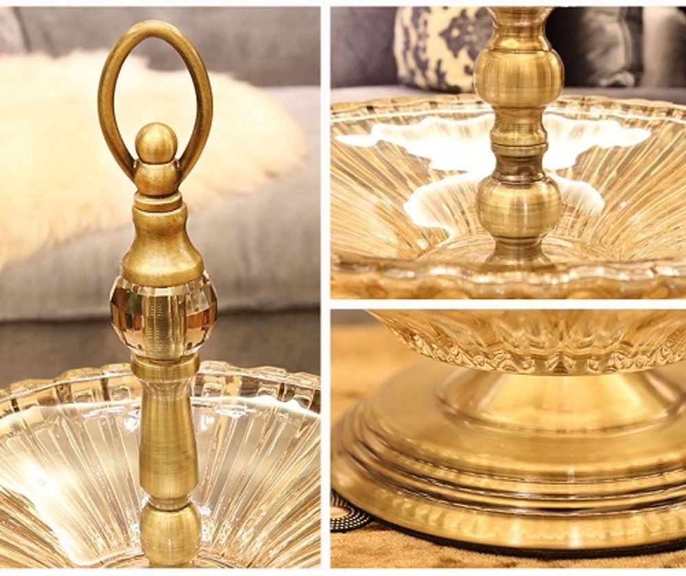 Khay mứt để hoa quả thuỷ tinh 2 tầng cao cấp