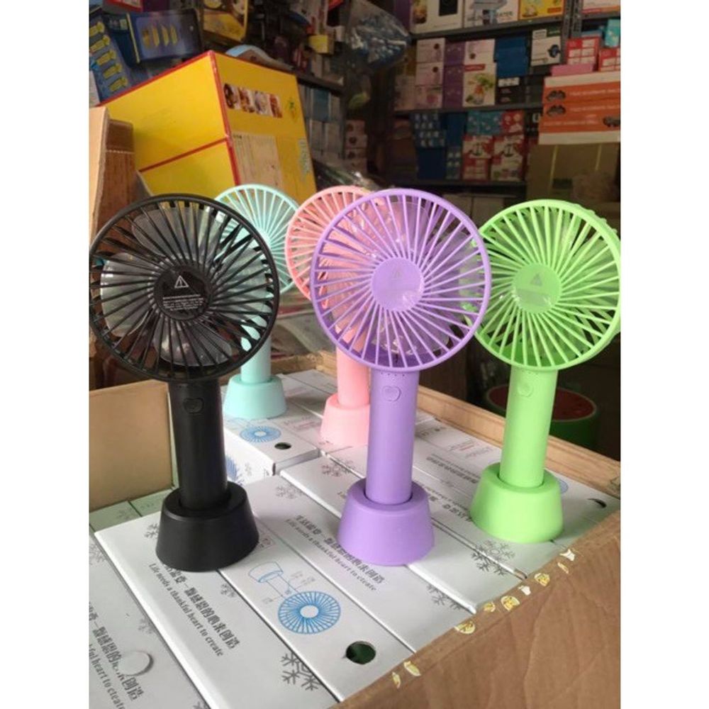 Quạt Mini cầm Tay Tích Điện 3 Chế Độ Gió [Full Box, Pin, Dây Sạc, Đế Chống Trượt ]