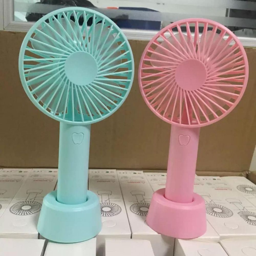 Quạt Mini cầm Tay Tích Điện 3 Chế Độ Gió [Full Box, Pin, Dây Sạc, Đế Chống Trượt ]
