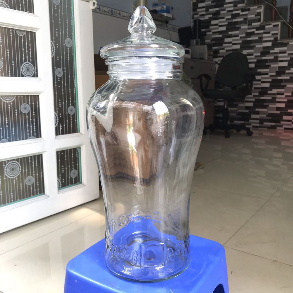 Bình Ngâm Rượu Sâm Hoa Văn Chân Mây Thủy Tinh Có Van & Không Van