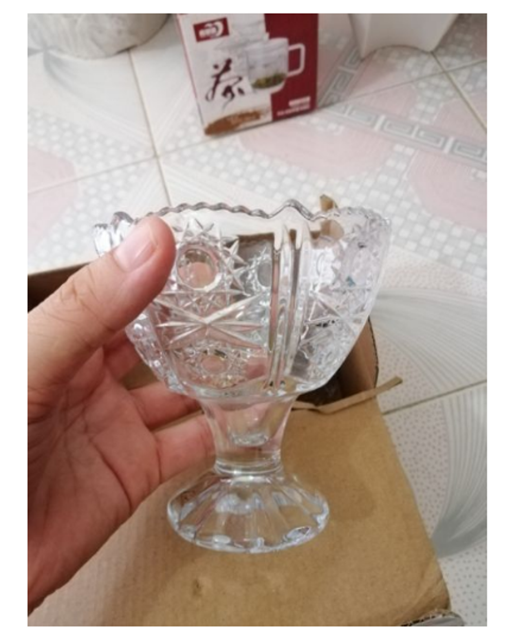 Ly kem thủy tinh cao cấp giả tiệp 245ml siêu đẹp