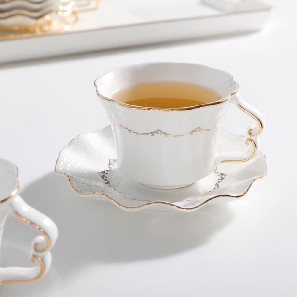 Bộ ấm trà cafe kèm đế đun nến bằng gốm sứ cao cấp phong cách Châu Âu