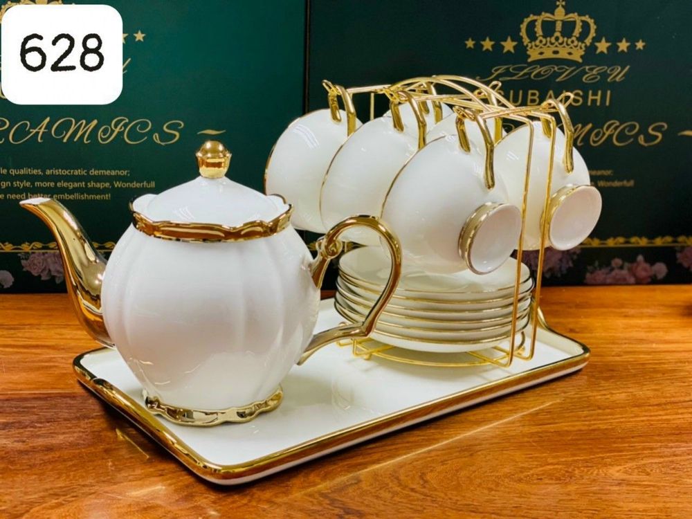 [ ảnh thật] Bộ ấm chén kèm khay sứ pha trà cà phê cao cấp sang trọng