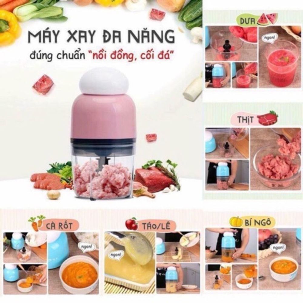 Máy Xay Sinh Tố Cầm Tay Mini Osaka Nhật Bản, Máy Xay Thịt, Cua, Cá, Tỏi Ớt Đa Năng Bằng Điện