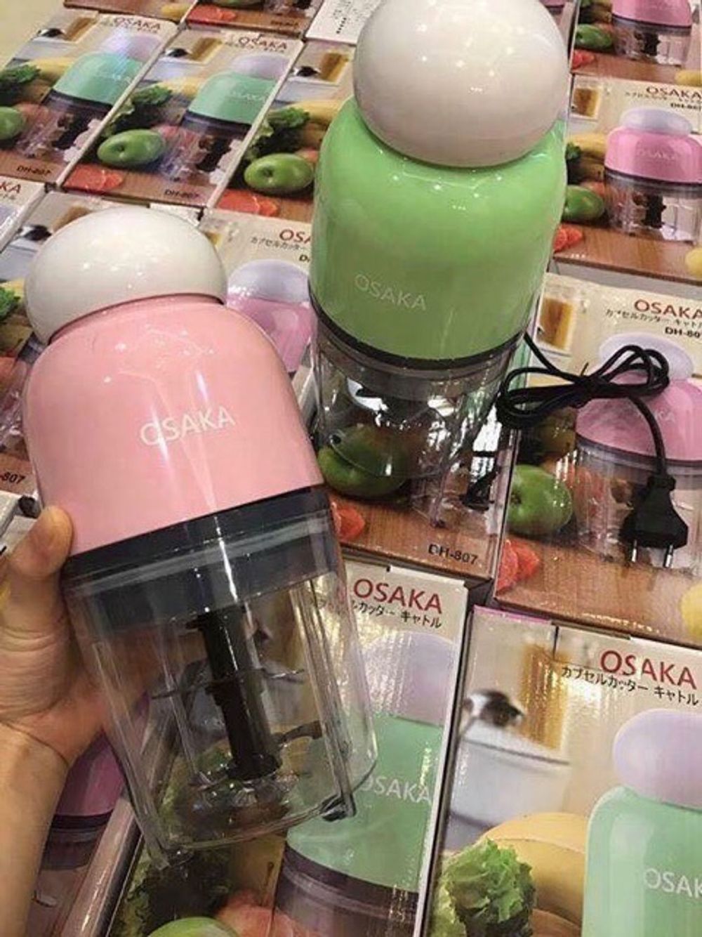 Máy Xay Sinh Tố Cầm Tay Mini Osaka Nhật Bản, Máy Xay Thịt, Cua, Cá, Tỏi Ớt Đa Năng Bằng Điện