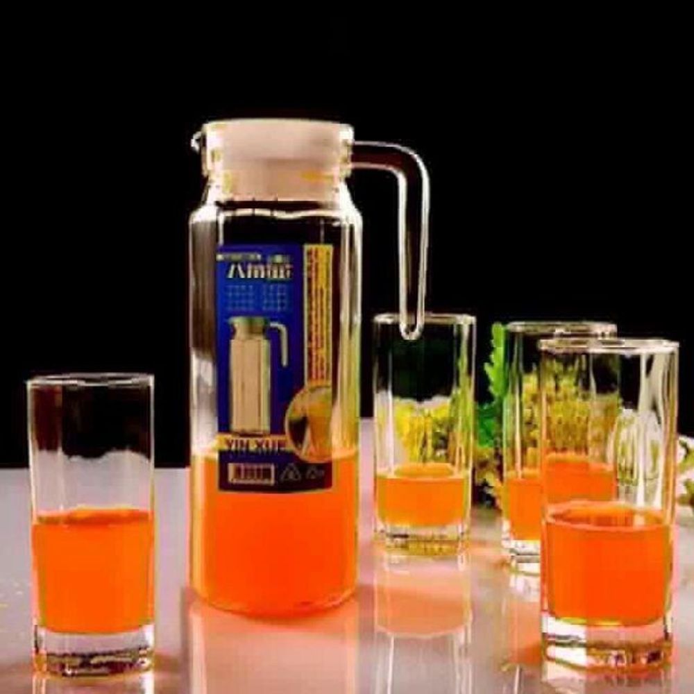 [ Siêu rẻ ] [ kèm ảnh thật ] Bộ bình ly cốc thuỷ tinh dáng cao ( 1 bình + 6 cốc )