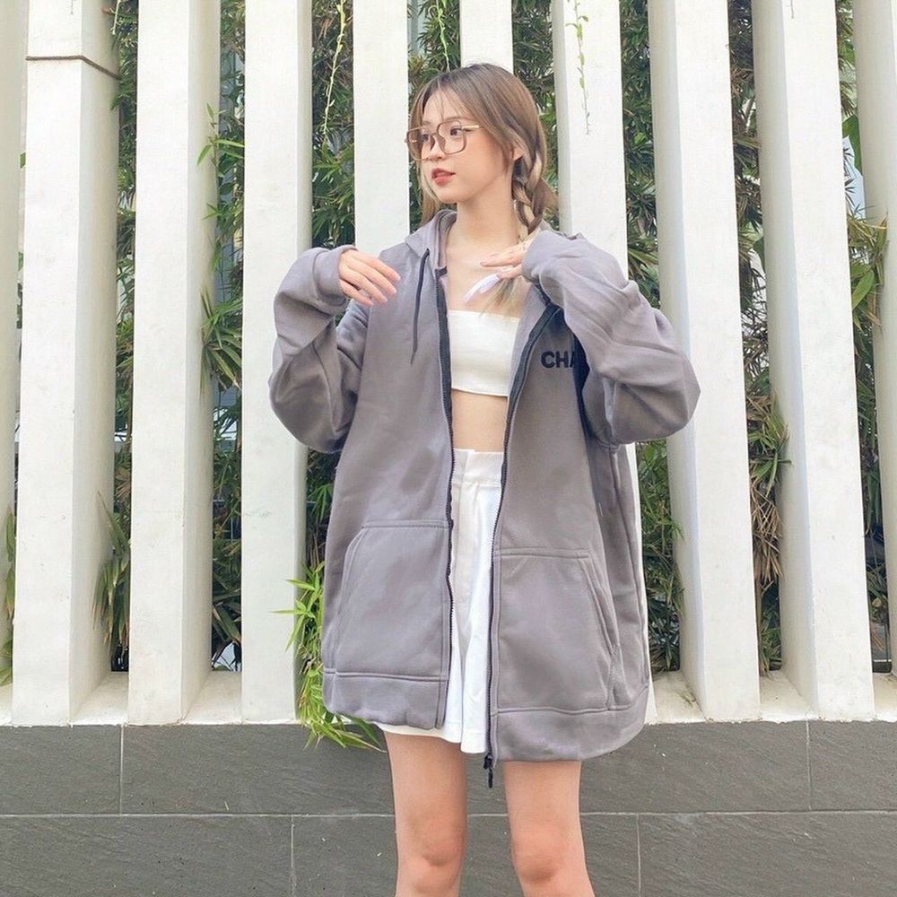 Áo khoác thun nỉ logo thêu chaos form đẹp xuất sắc