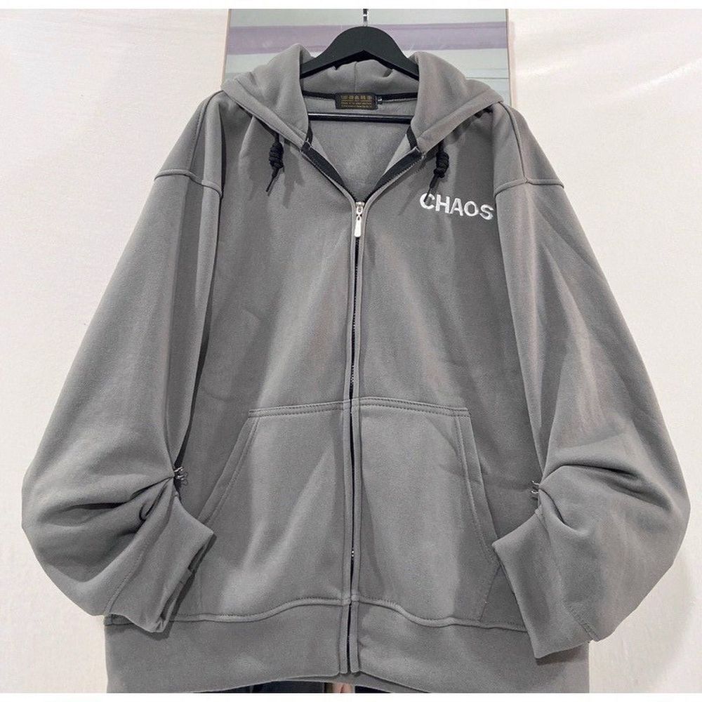 Áo khoác thun nỉ logo thêu chaos form đẹp xuất sắc