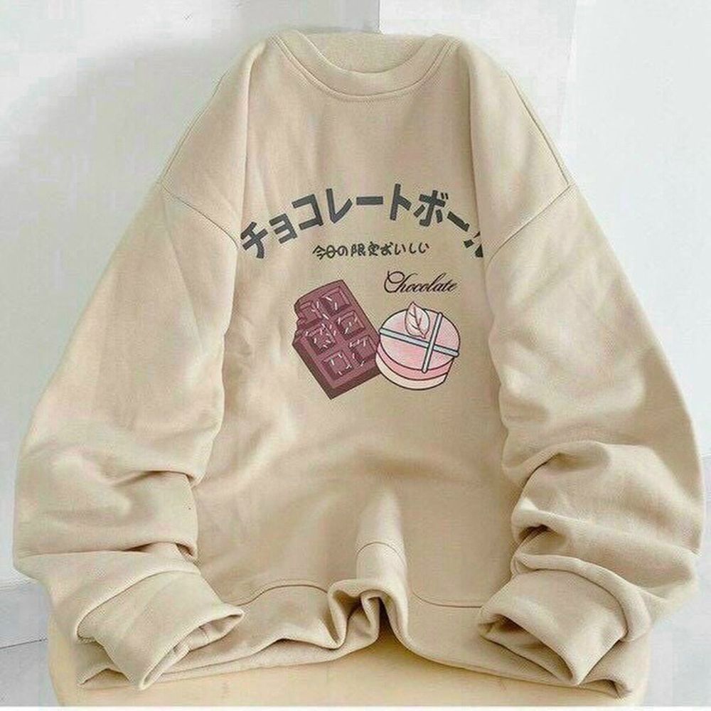 Áo sweater tay phòng in Chocolate