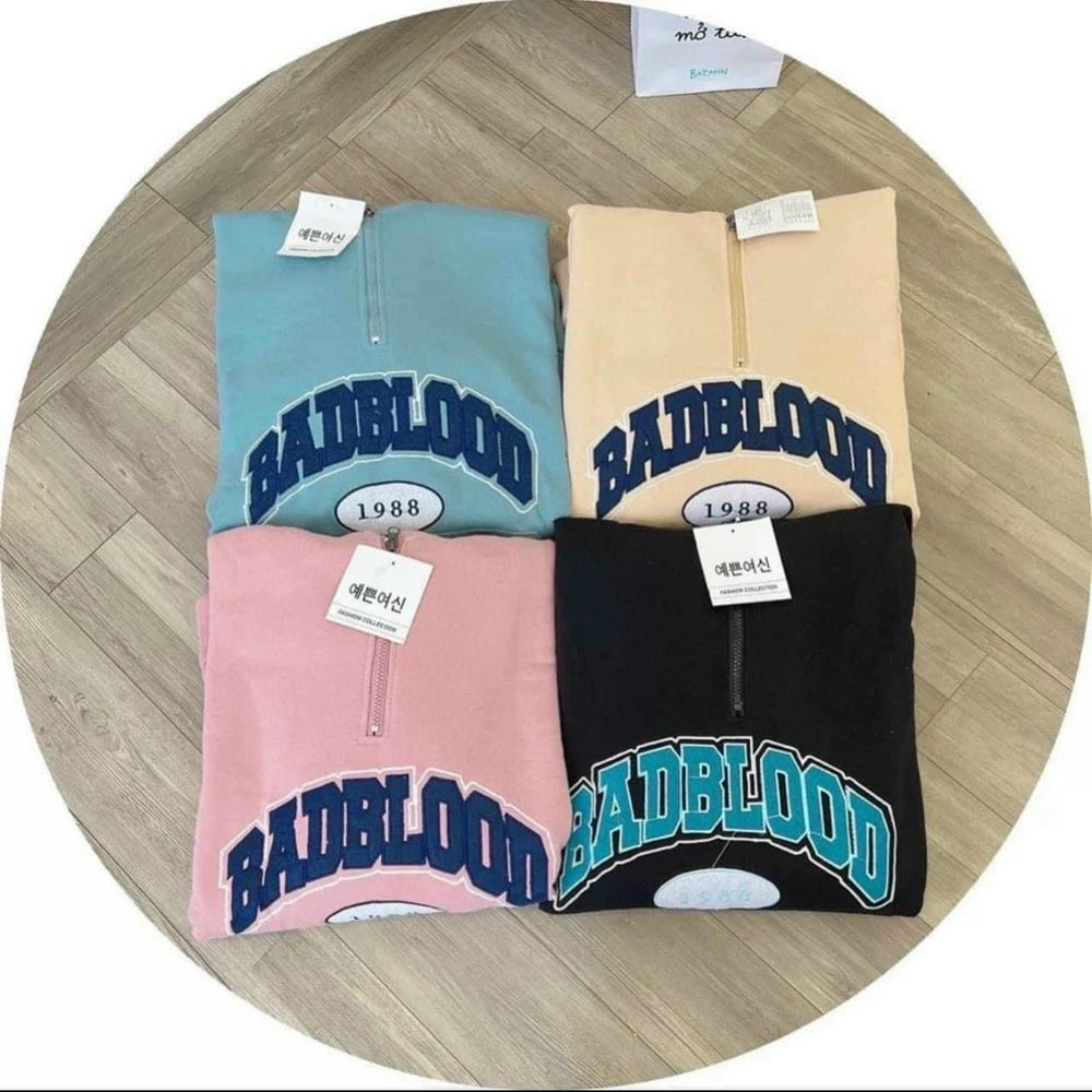 Áo khoác nỉ form 90kg dây kéo giữa cổ logo thêu, dây kéo phao