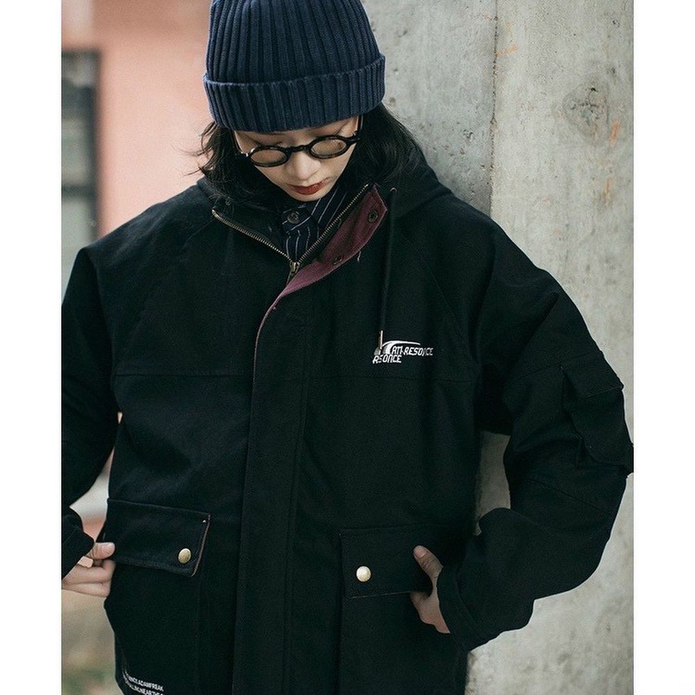 Áo khoác kaki túi hộp mềm logo thêu 2 lớp form rộng nón bự.