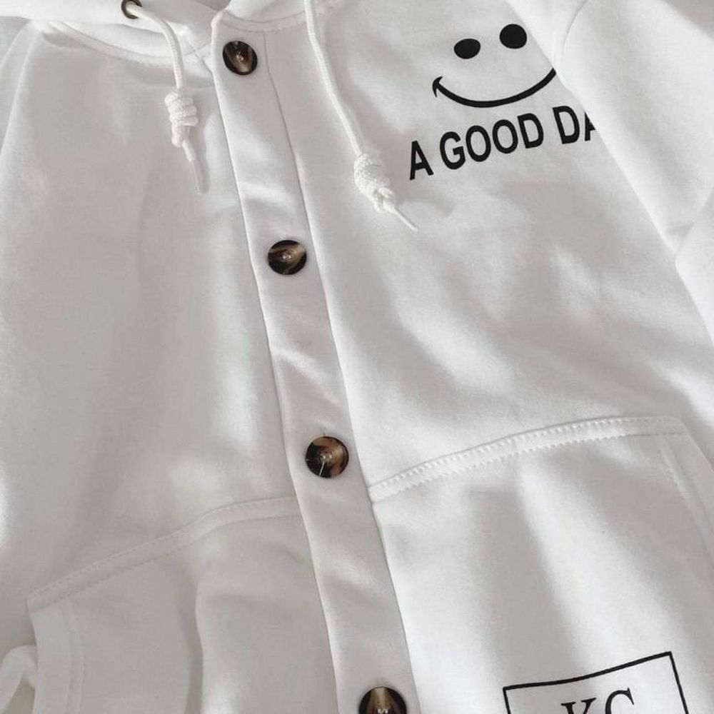 Áo khoác cardigan in A good day nón 2 lớp form dưới 70kg