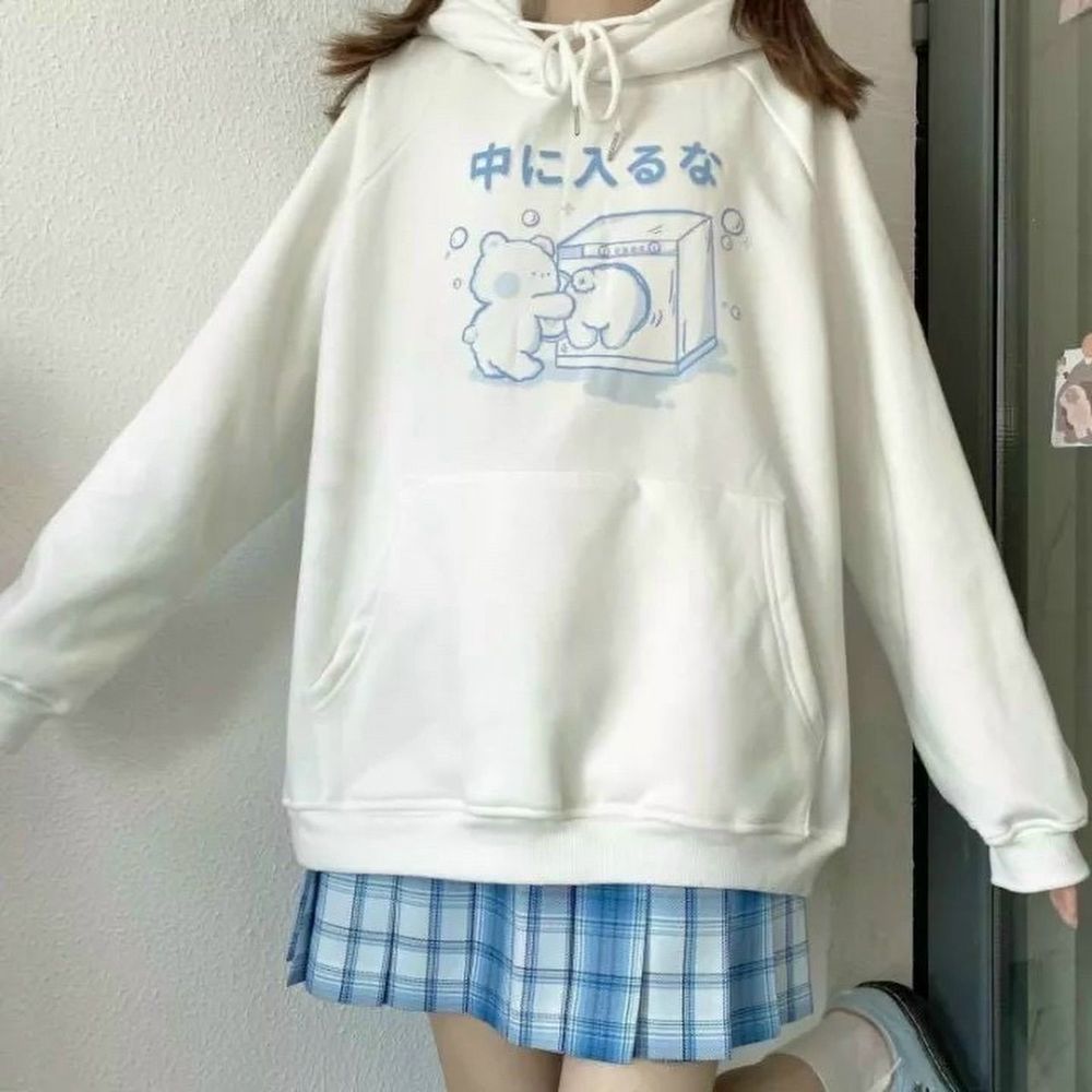 Áo hoodie nỉ gấu hộp form dưới 70kg.