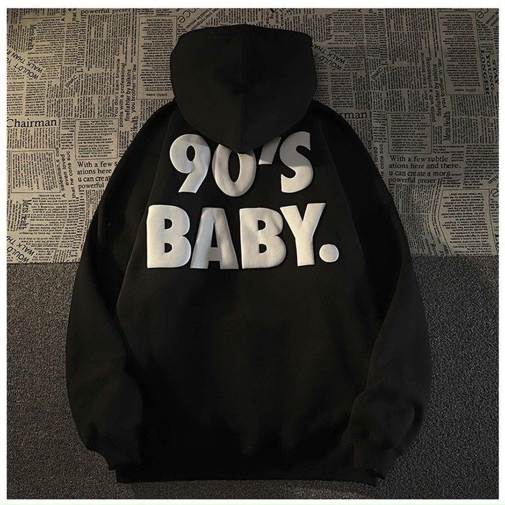 Áo hoodie nỉ in nổi 90s baby form đẹp vải mịn