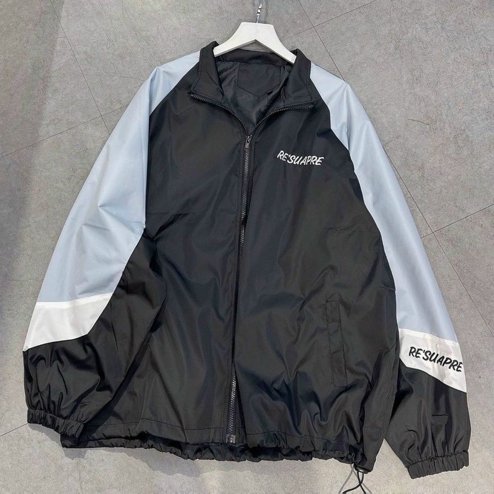 Áo khoác dù cổ bẻ phối màu logo thêu