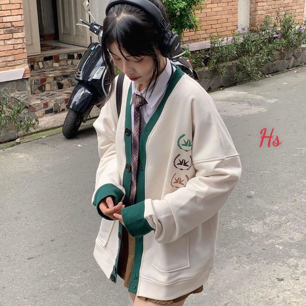 Áo khoác cadigan in bông lúa sieu xinh và nămg động