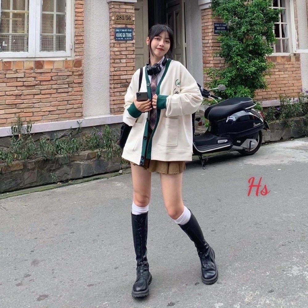 Áo khoác cadigan in bông lúa sieu xinh và nămg động