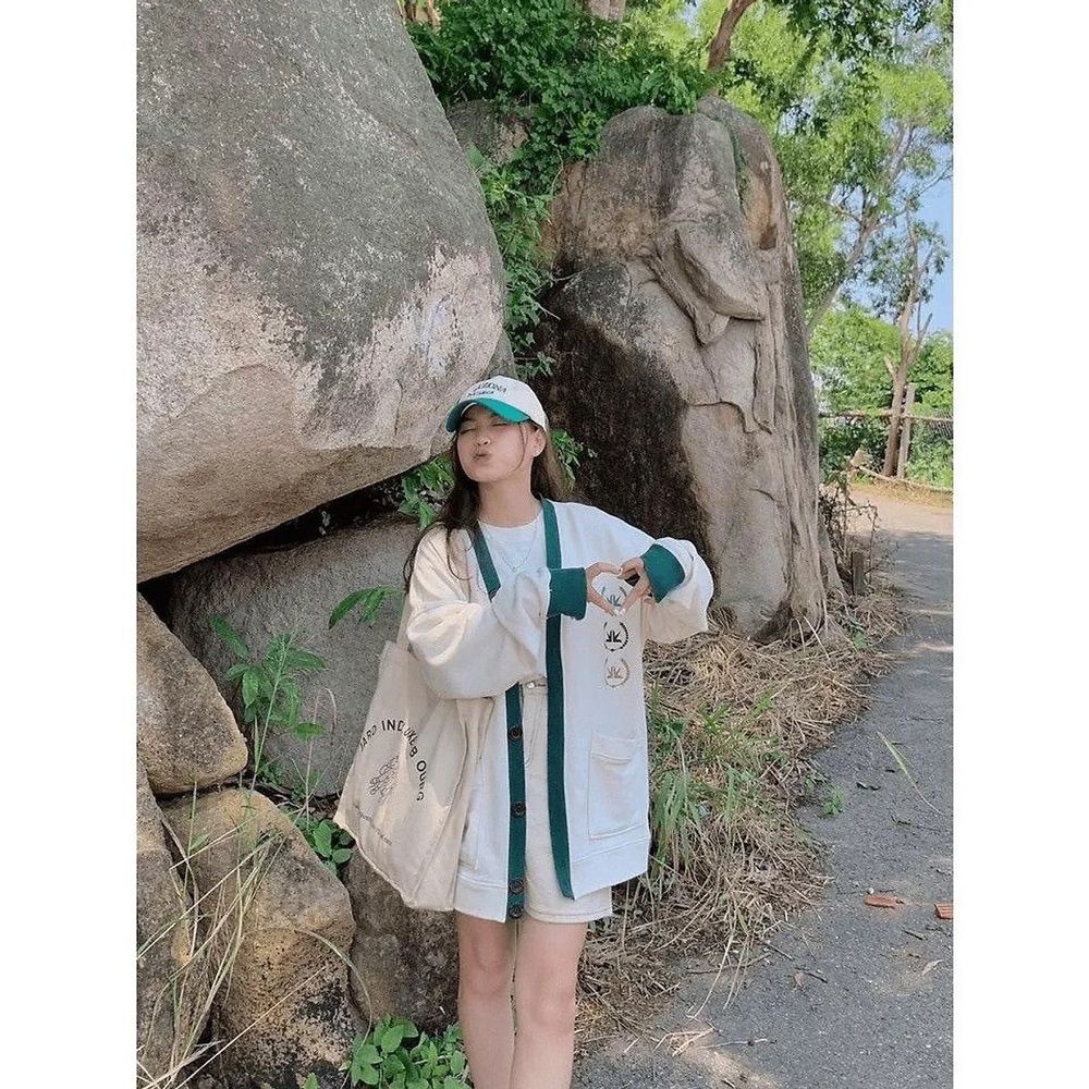 Áo khoác cadigan in bông lúa sieu xinh và nămg động