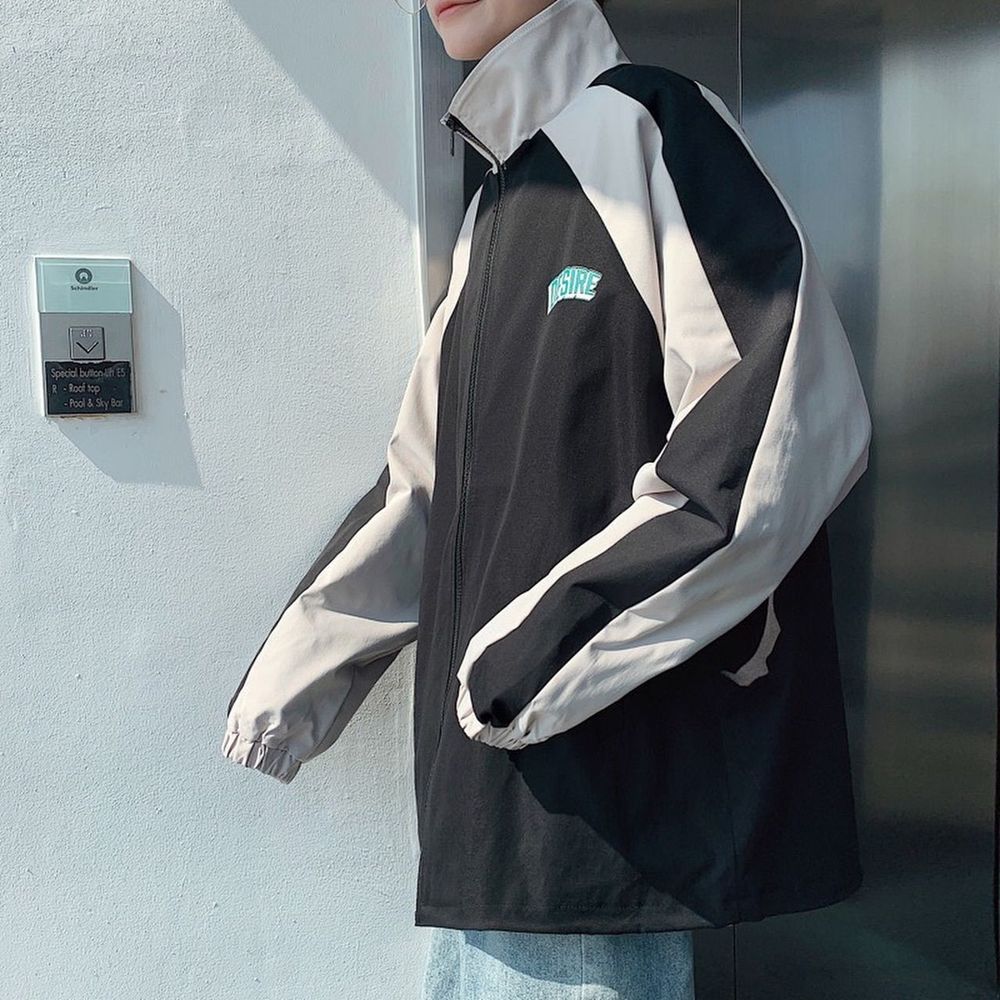 Áo khoác tay dài chống gió giữ ấm phối màu độc đáo thời trang dành cho nam