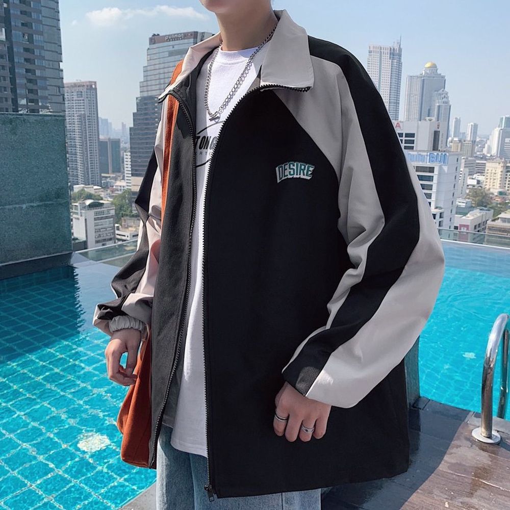 Áo khoác tay dài chống gió giữ ấm phối màu độc đáo thời trang dành cho nam