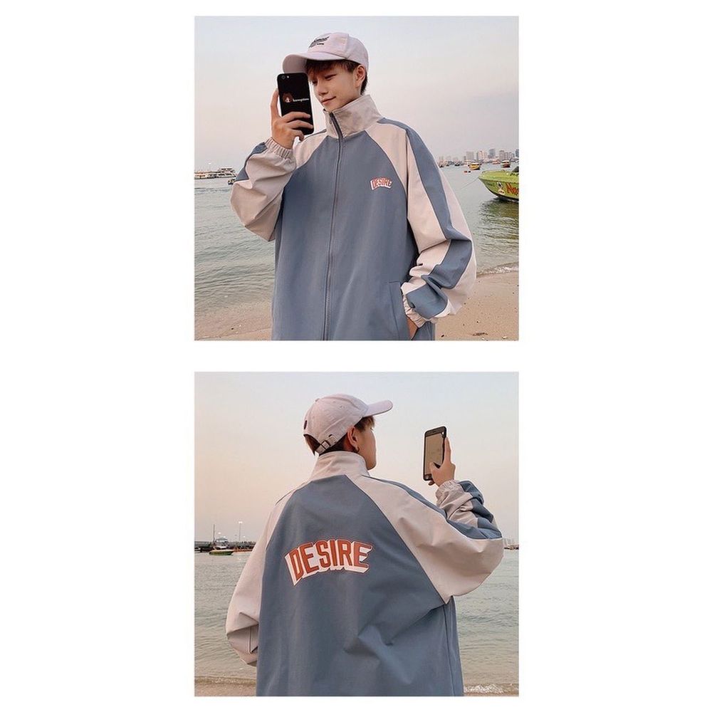 Áo khoác tay dài chống gió giữ ấm phối màu độc đáo thời trang dành cho nam