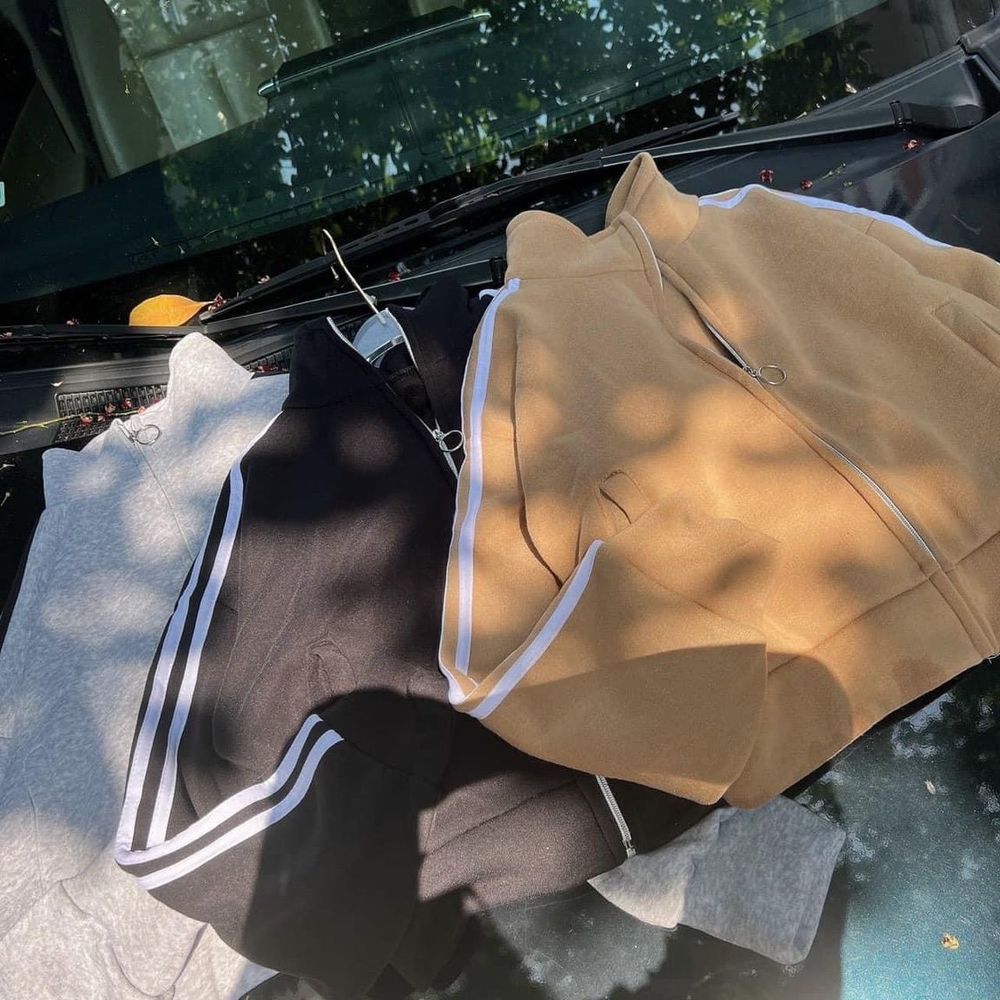 Áo khoác nỉ nam nữ form rộng ba sọc tay phong cách ulzzang unisex cổ trụ trơn