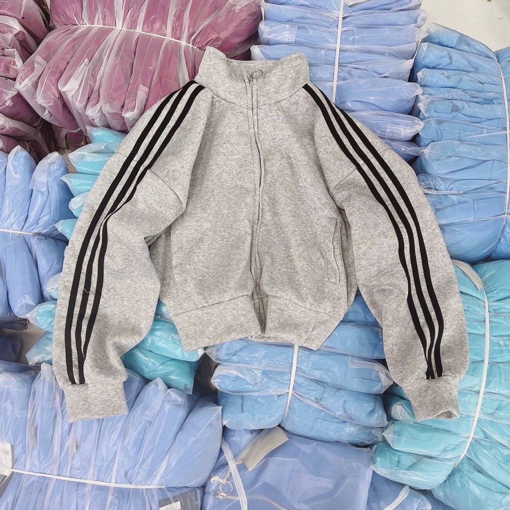 Áo khoác nỉ nam nữ form rộng ba sọc tay phong cách ulzzang unisex cổ trụ trơn