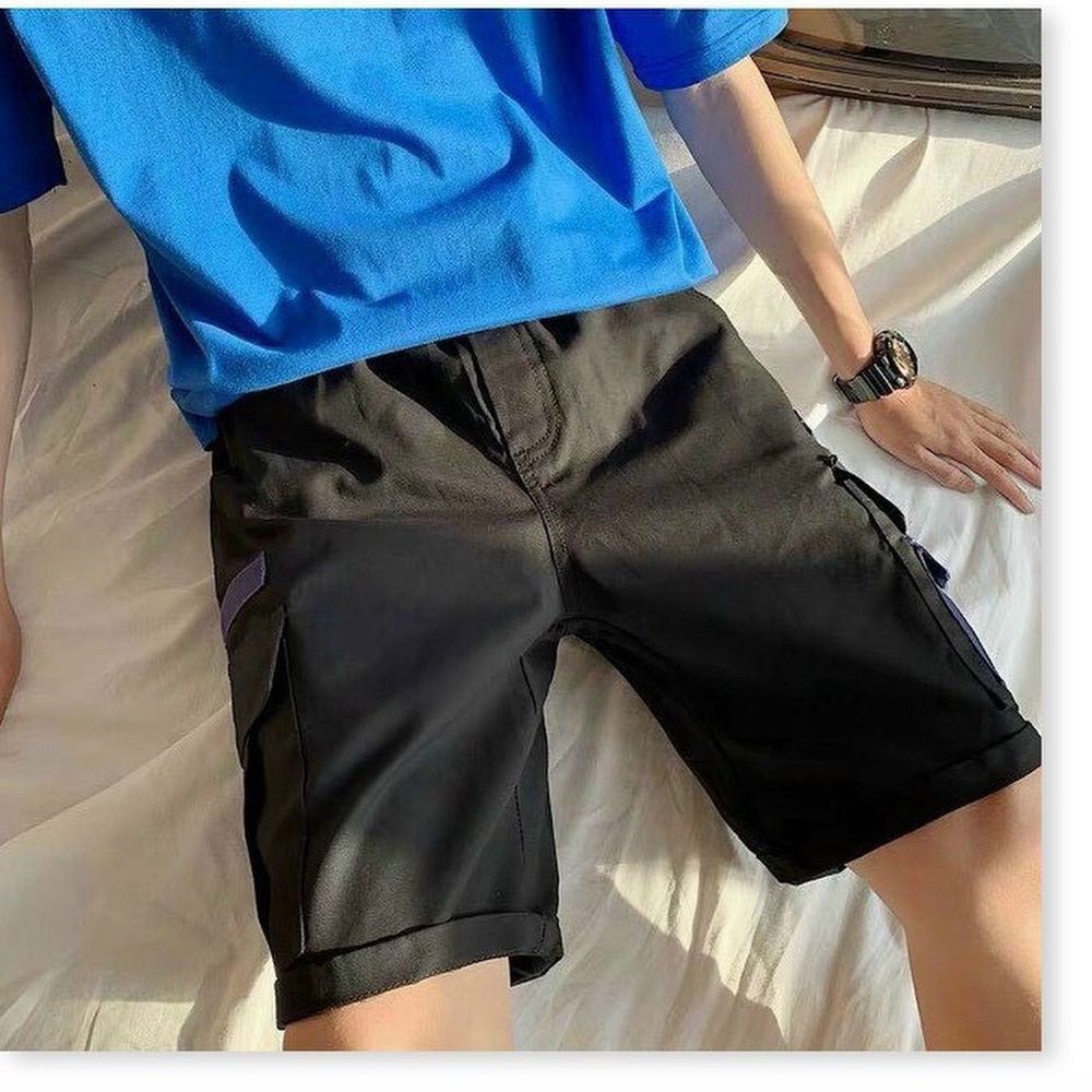 Quần ngố nam kaki qua đầu gối, Quần short lửng nam túi hộp nắp xanh thời trang form cực đẹp