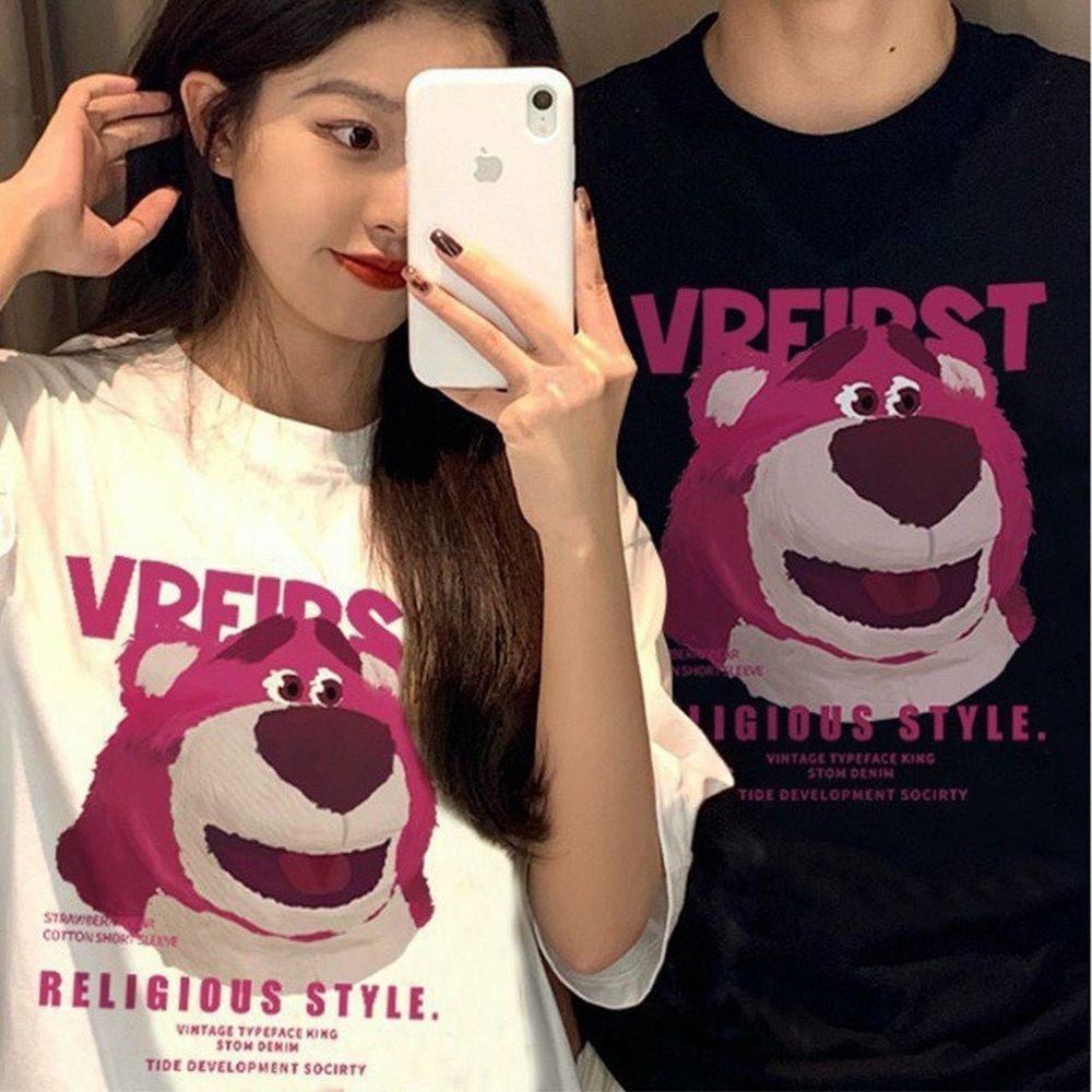 Áo thun gấu in VREIRS áo phông nam nữ unisex vải cotton thoáng mát
