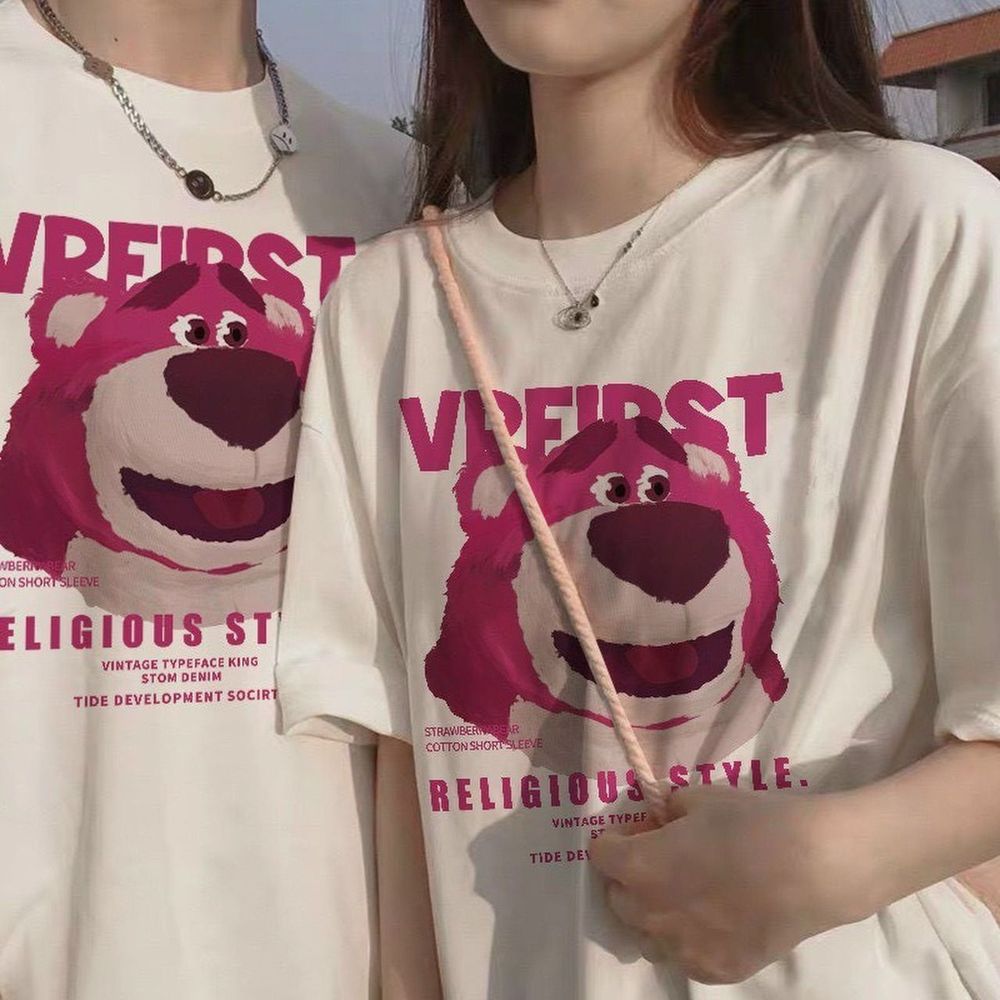 Áo thun gấu in VREIRS áo phông nam nữ unisex vải cotton thoáng mát