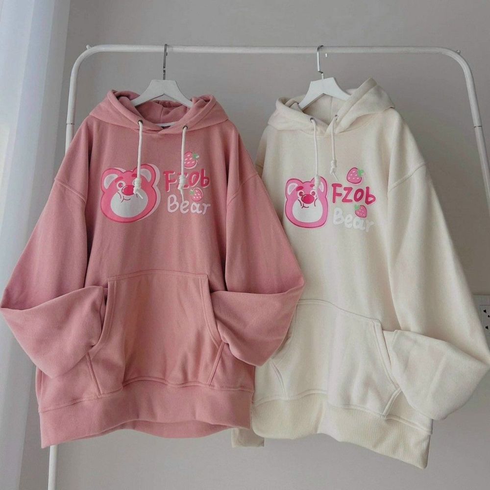 Áo Hoodie FZOB BEAR Gấu Dâu Form Rộng Unisex Nam Nữ