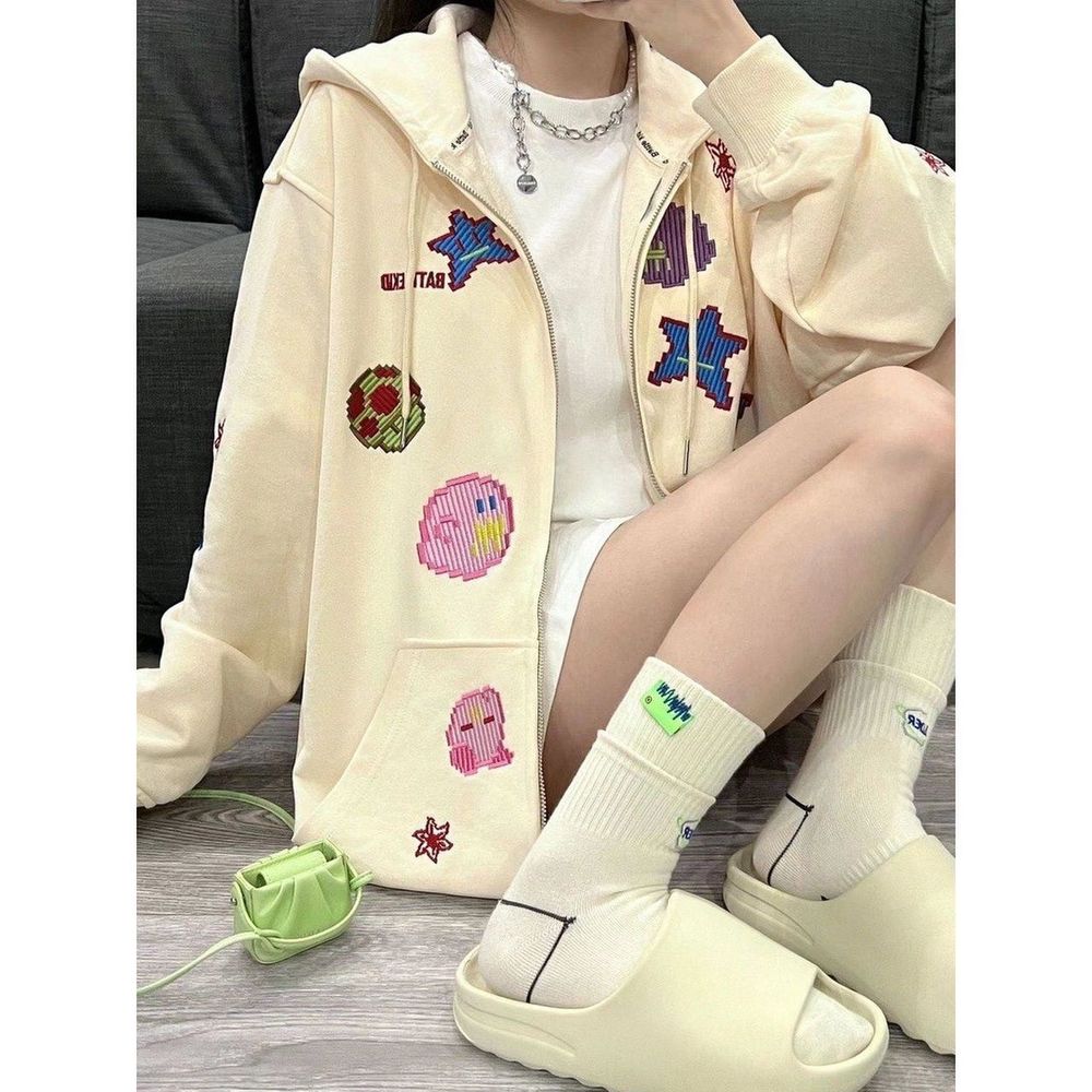 Áo Hoodie Nỉ Bông in TRÁI TIM EATILEXD Khóa ZIP Form Rộng Basic Nam Nữ Unisex Phong Cách Ulzzang