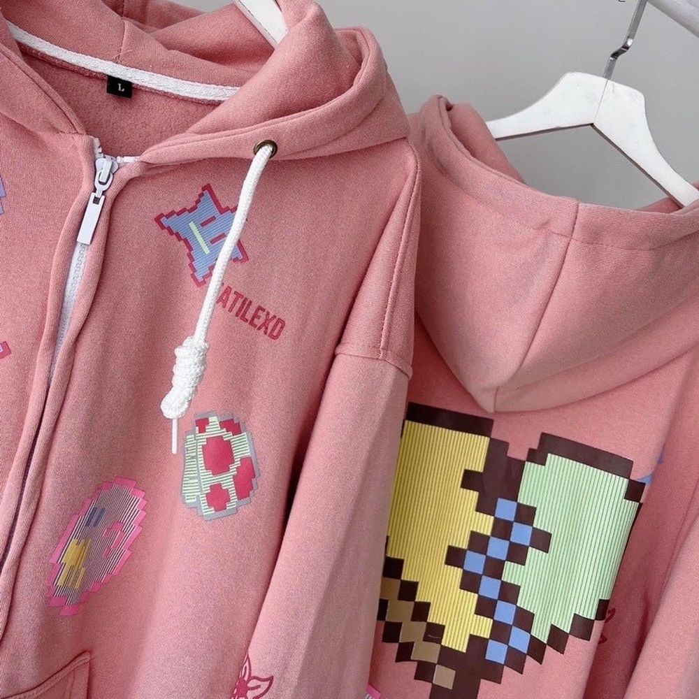 Áo Hoodie Nỉ Bông in TRÁI TIM EATILEXD Khóa ZIP Form Rộng Basic Nam Nữ Unisex Phong Cách Ulzzang