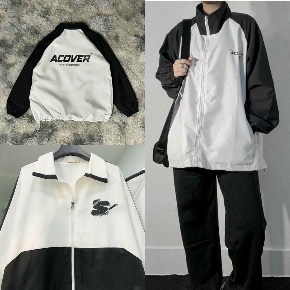 Áo Khoác Jacket Form Rộng SWEEDER Vải Dù Trượt Nước Ulzzang màu TRẮNG