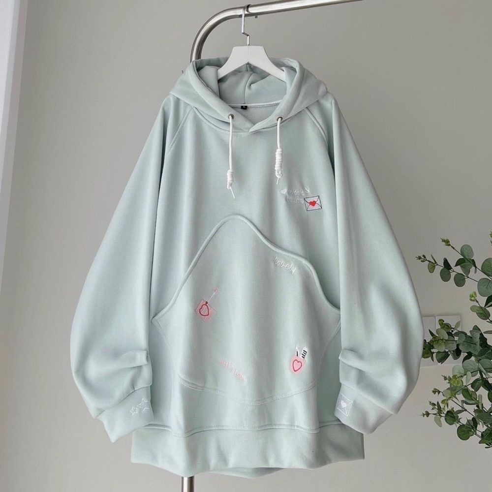 ￼Áo Hoodie Form Rộng Nam Nữ HOUSE logo thêu túi to bự