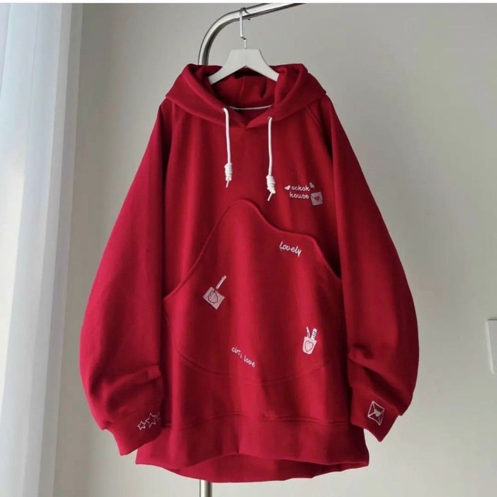 ￼Áo Hoodie Form Rộng Nam Nữ HOUSE logo thêu túi to bự