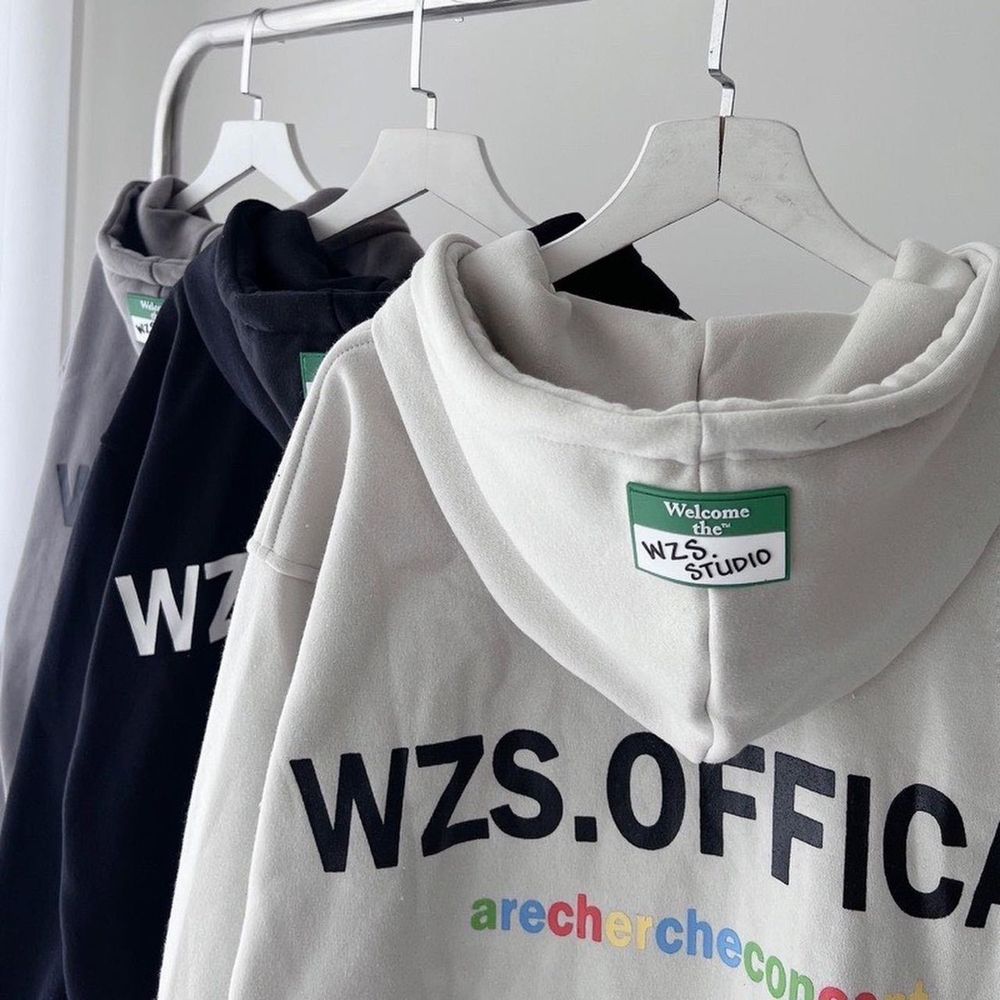 Áo khoác hoodie zip WZS 2023 vải nỉ lót bông form rộng unisex nam nữ