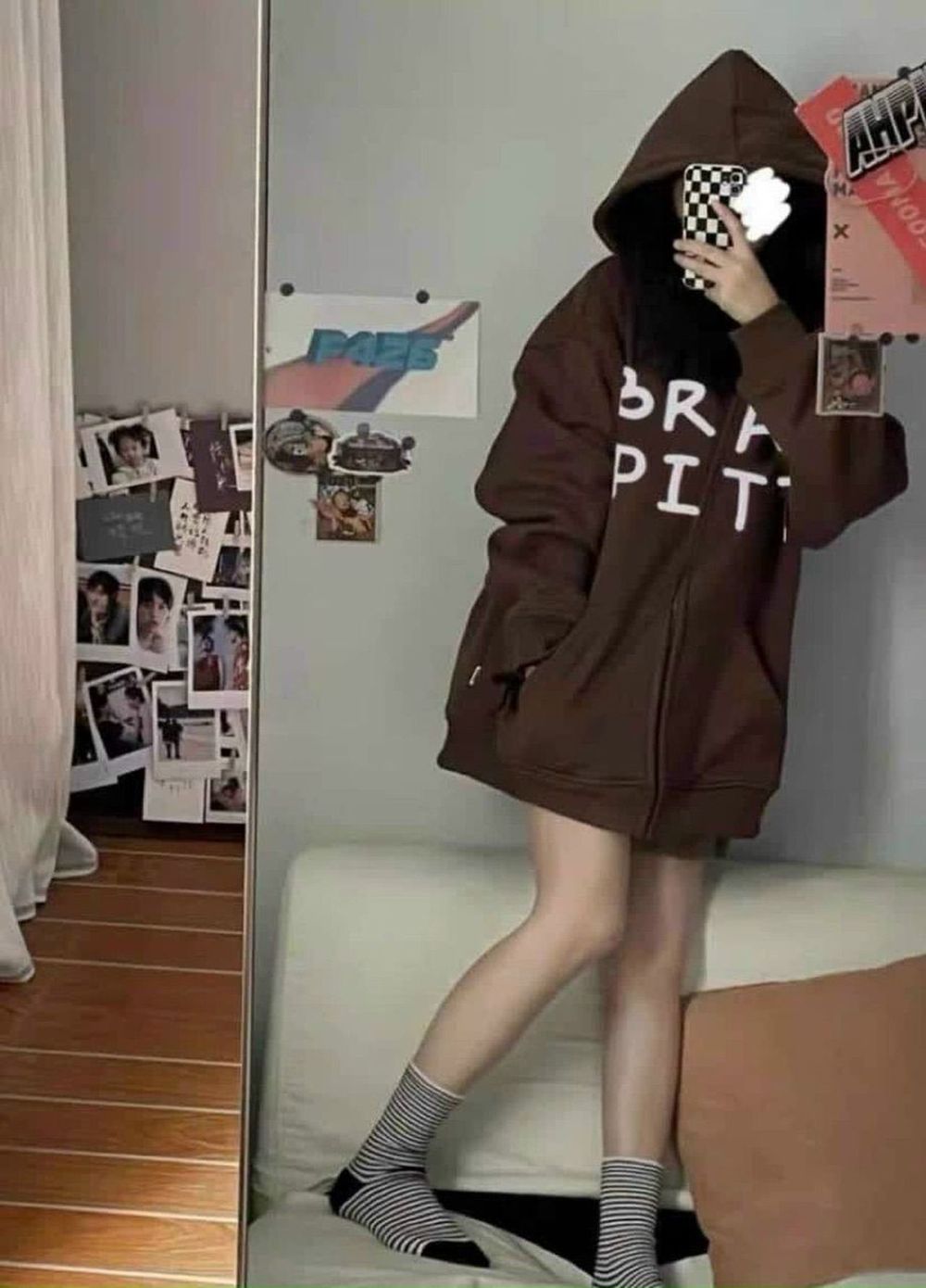 Áo Khoác Nữ Logo In Chữ BRAD PITT Chất Nỉ Mềm Mịn Phong Cách Thời Trang Hàn quốc