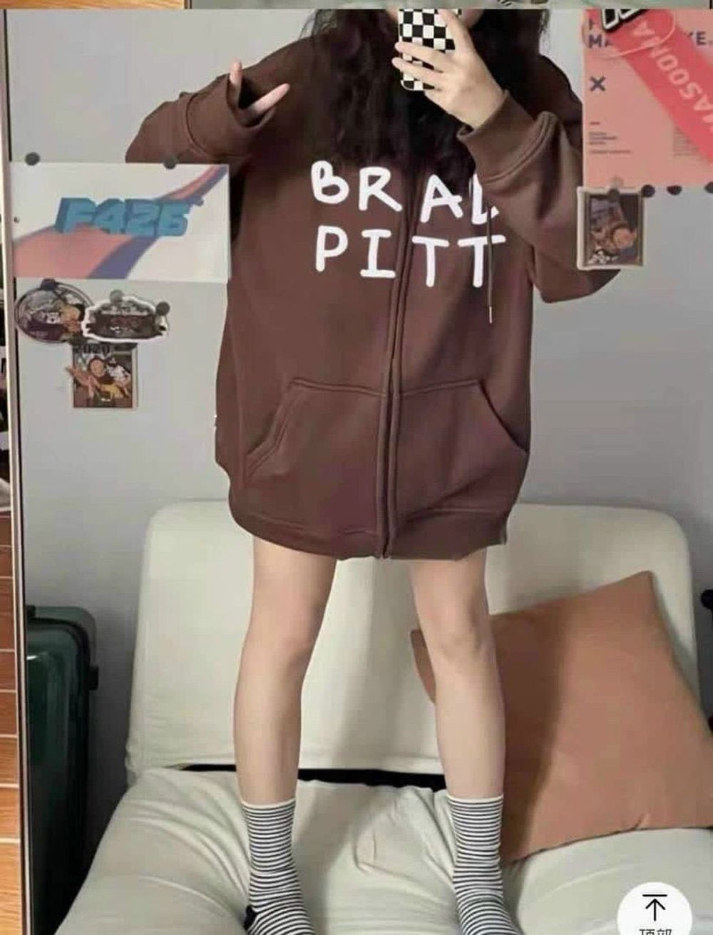 Áo Khoác Nữ Logo In Chữ BRAD PITT Chất Nỉ Mềm Mịn Phong Cách Thời Trang Hàn quốc