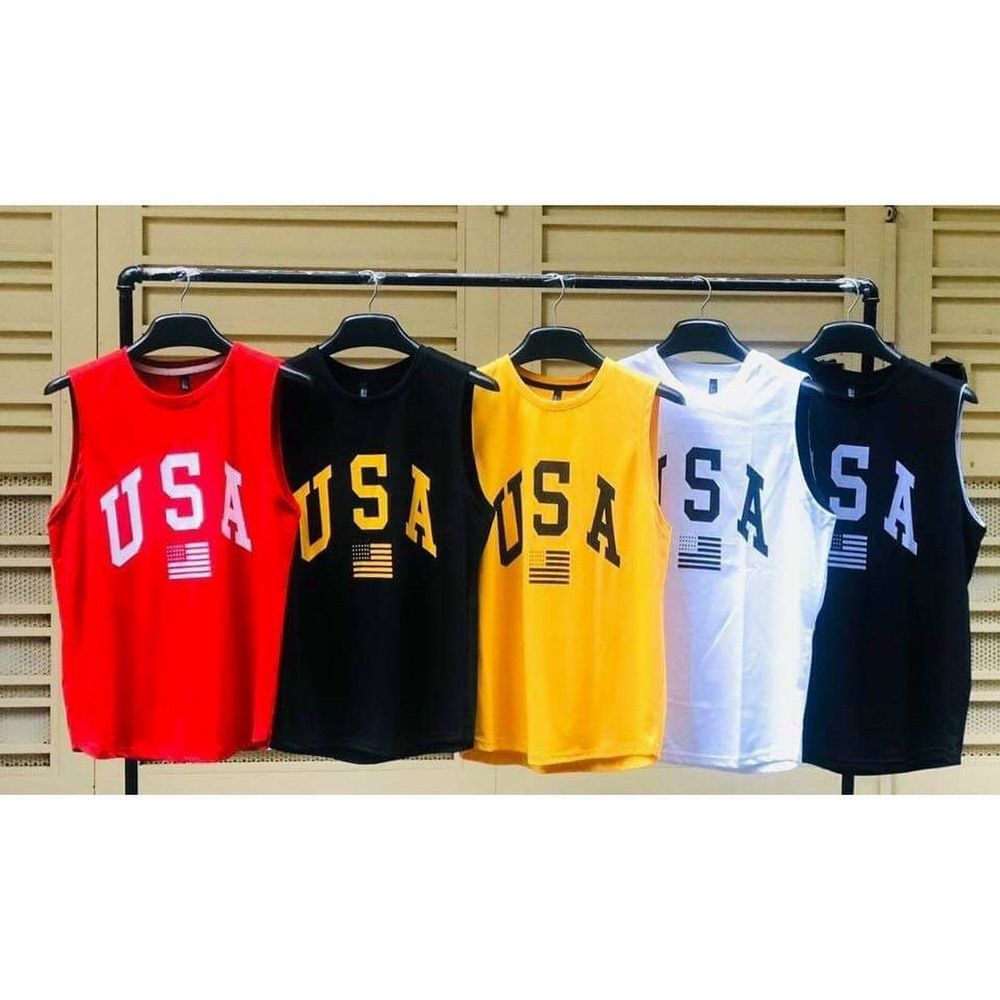 Bộ thể thao unisex nam tập gym, mặc nhà mát mẻ cotton thoáng mát in USA