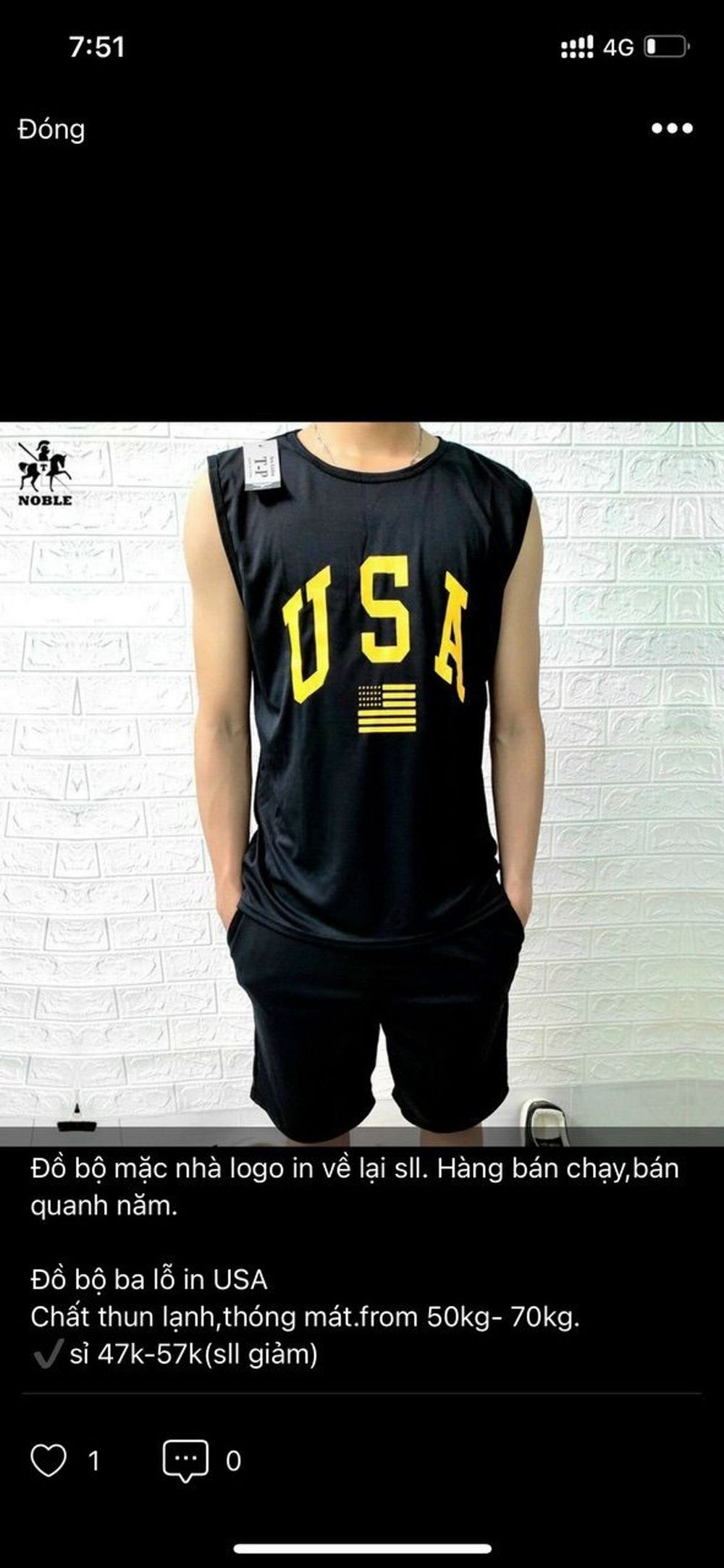 Bộ thể thao unisex nam tập gym, mặc nhà mát mẻ cotton thoáng mát in USA