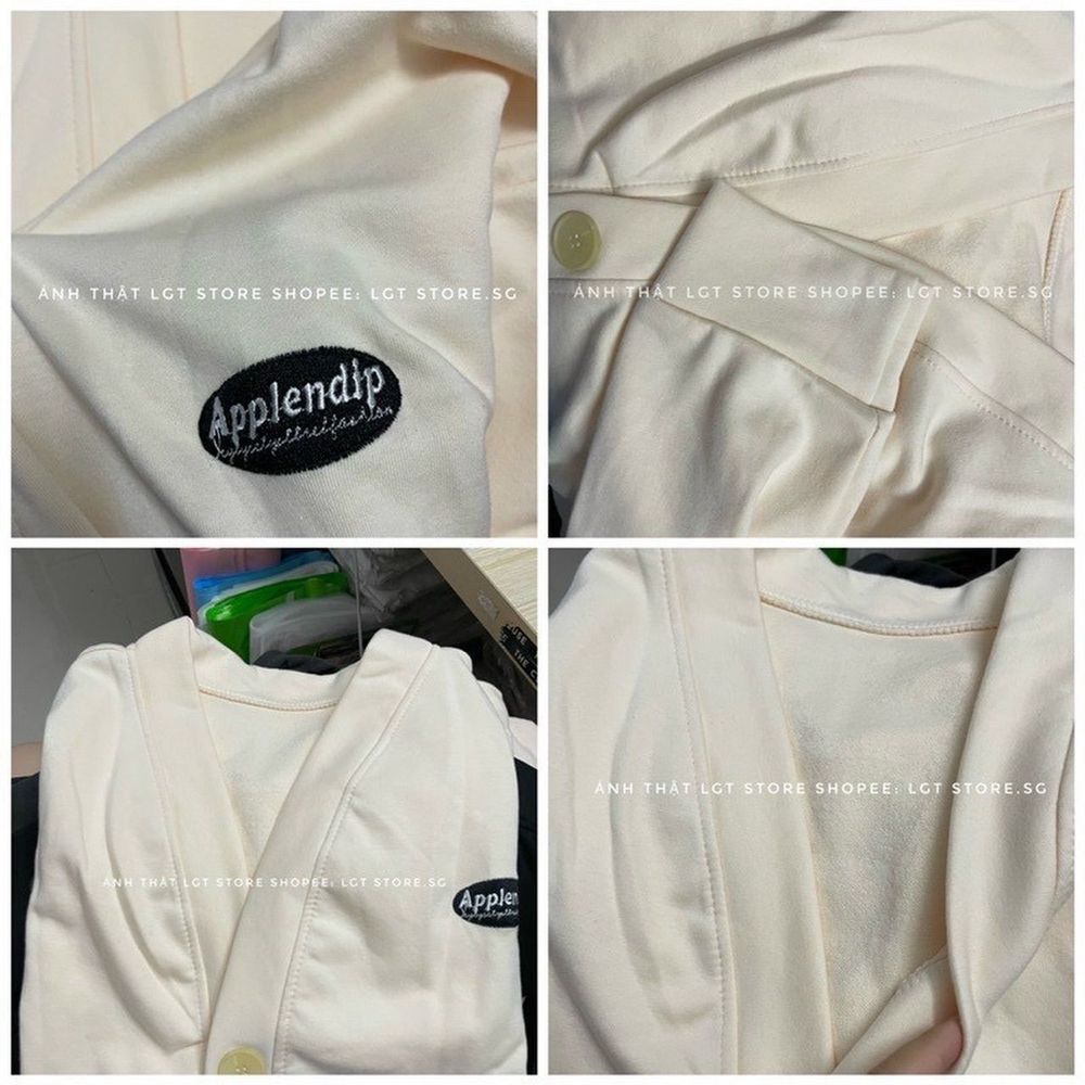 Áo Cardigan nỉ Unisex form rộng - áo khoác nỉ bông dài tay cổ tròn năng động logo thêu