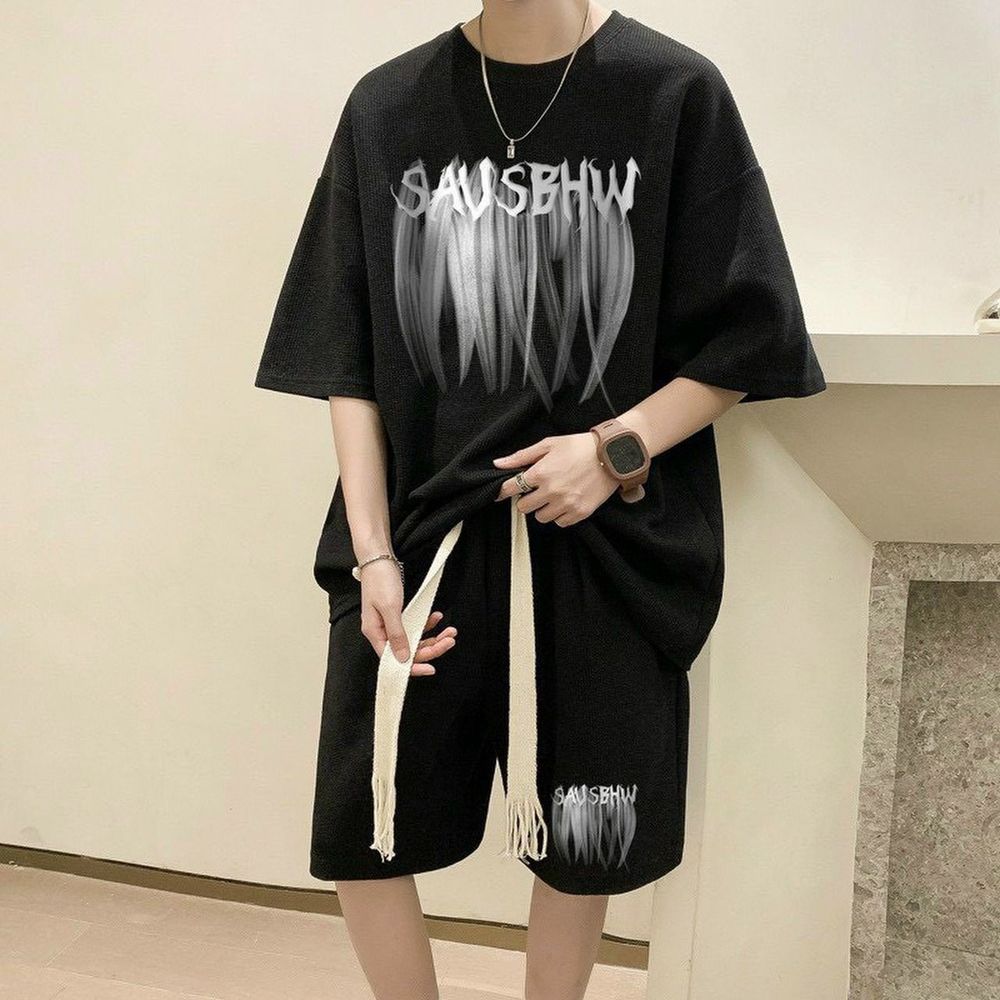Set bộ áo thun quần short in hình (SAUSBHW)cực chất unisex dành cho nam nữ